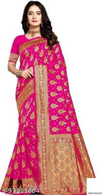 UK WORLDS Paisley Banarasi Cotton Silk Saree(Pink)