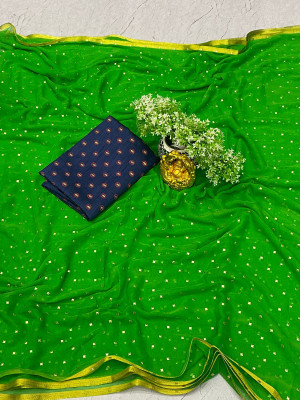 TOXEGO Embellished Daily Wear Chiffon Saree(Light Green)
