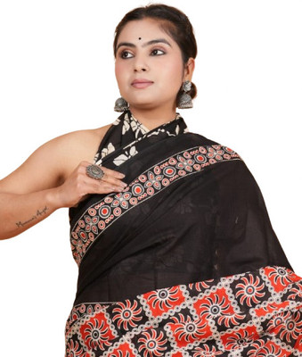 Shree Shyam Embellished, Geometric Print, Printed, Temple Border Banarasi Cotton Blend Saree(Multicolor)