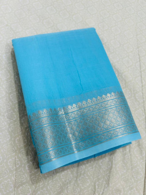 Montauk Fabians Solid/Plain, Woven Banarasi Viscose Rayon Saree(Blue)