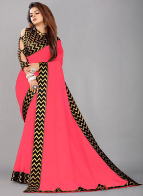 Georgette Saree Solid/Plain Bollywood Georgette Saree(Pink)