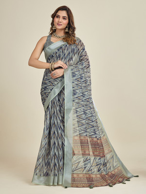 SHANVIKA Digital Print Daily Wear Cotton Linen Saree(Multicolor)