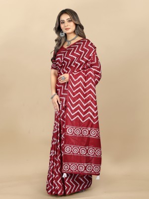 VAKHARIYAFAB Self Design, Woven Handloom Pure Cotton, Chanderi Saree(Maroon)