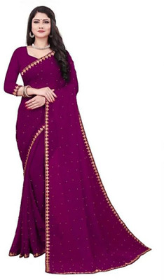 KAVYA ENTERPRISE Printed Assam Silk Georgette Saree(Purple)