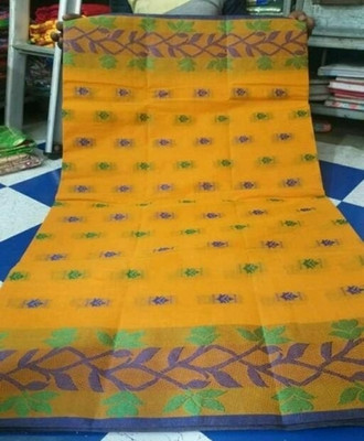 p fashion Self Design Tant Pure Cotton Saree(Mustard)