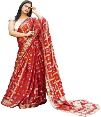 SHUBHA CREATION Woven Bandhani Art Silk Saree(Red)