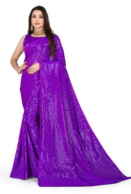 Clemira Embellished Bollywood Georgette Saree(Purple)