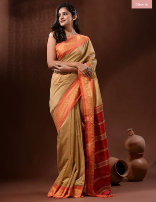 matri textile Color Block Handloom Cotton Silk Saree(Multicolor)