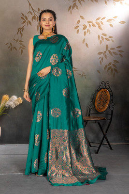 PS FASHION Self Design Banarasi Art Silk Saree(Light Green)