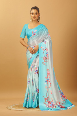 nirmal creation Self Design Bollywood Crepe Saree(Light Blue)