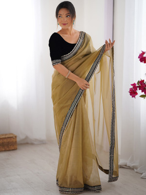 ANOUK Embellished Bollywood Net Saree(Brown)