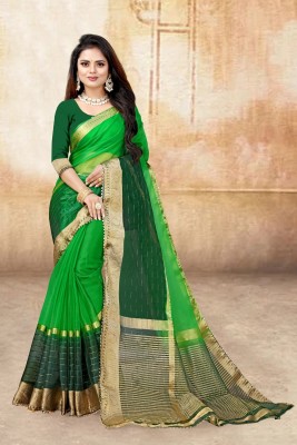 Adiyogi Enterprise Self Design Bollywood Organza Saree(Green)