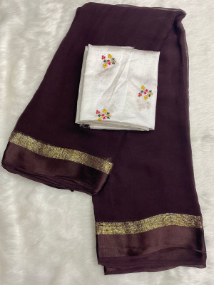 HfLifeStyle Solid/Plain Bollywood Viscose Rayon Saree(Brown)
