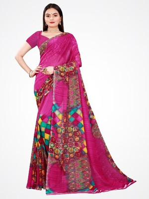 Suali Printed Daily Wear Georgette Saree(Magenta)