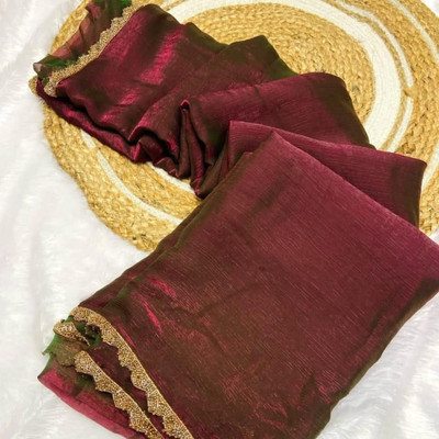 Rashmiwala Solid/Plain Bollywood Chiffon Saree(Maroon)