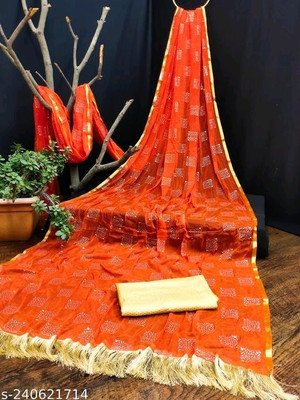 JiproStore Self Design, Polka Print Bollywood Georgette, Chiffon Saree(Orange)