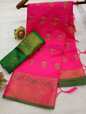 ASHTA Self Design, Woven Kanjivaram Art Silk, Pure Silk Saree(Pink)