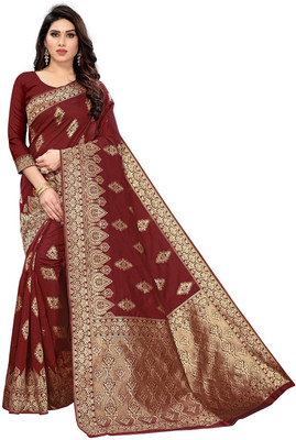 K SALIYA ENTERPRISE Printed Kanjivaram Art Silk Saree(Maroon)