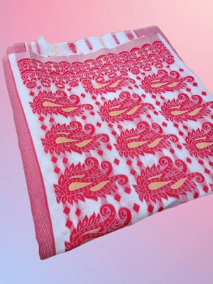Happy Creation Woven Jamdani Handloom Cotton Blend Saree(Multicolor)