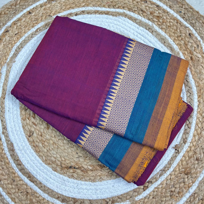 pk trendy collection Self Design Kanjivaram Pure Cotton Saree(Purple)