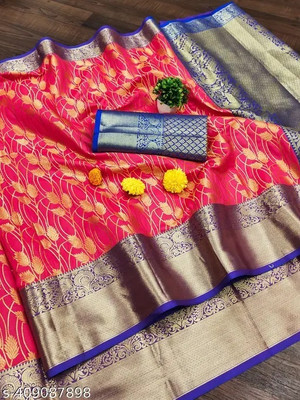 LASFIRA FASHION Solid/Plain Bollywood Dupion Silk Saree(Red)