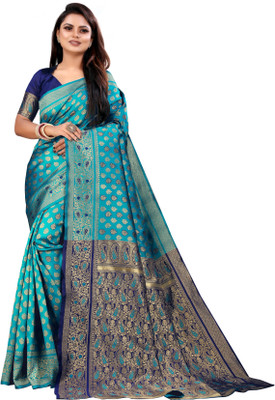 Vedant Vastram Woven Kanjivaram Silk Blend Saree(Multicolor)