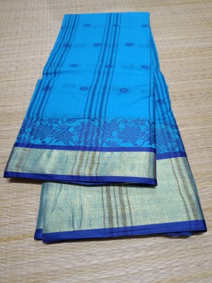 Aishani tant saree ghar Woven Tant Pure Cotton Saree(Blue)