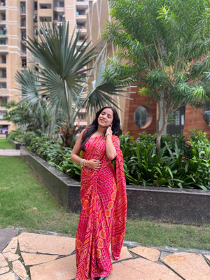 Moda Rapido Printed Bollywood Georgette Saree(Pink)