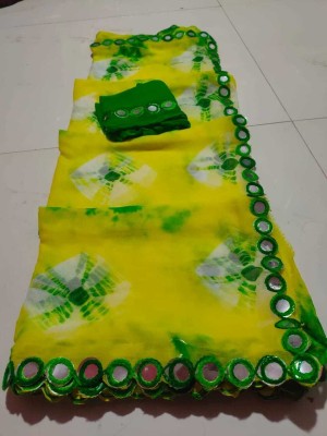 Neelkanth Ent Printed, Self Design, Graphic Print, Striped, Checkered Handloom Silk Blend Saree(Green)