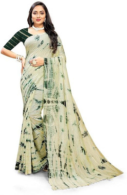 shivalaya Dyed, Solid/Plain Chanderi Chanderi, Cotton Silk Saree(Green, Beige)