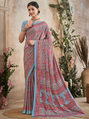 Divastri Printed Bollywood Crepe Saree(Grey)