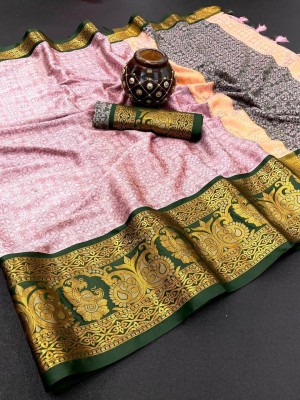 KRIYANSH Embroidered, Self Design Daily Wear Cotton Linen Saree(Pink)