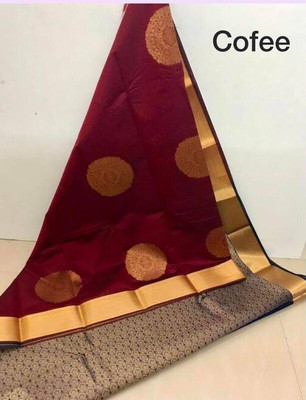 aarohicreation Woven Kanjivaram Pure Silk, Art Silk Saree(Brown)