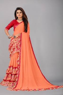 Georgette Saree Printed Bollywood Georgette, Chiffon Saree(Orange)