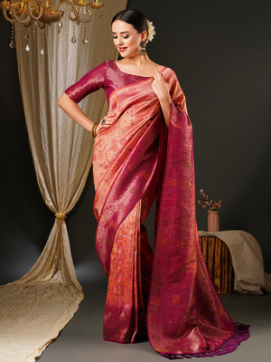 Divastri Woven Kanjivaram Georgette Saree(Pink)