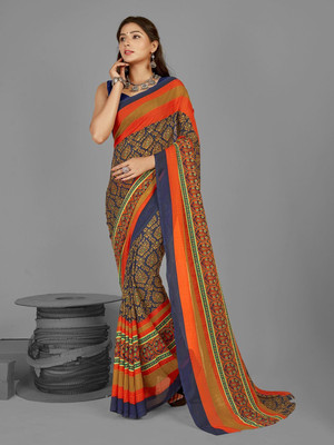 Moda Rapido Printed Daily Wear Georgette Saree(Blue)