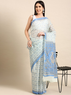 SHANVIKA Printed Daily Wear Pure Cotton Saree(White)