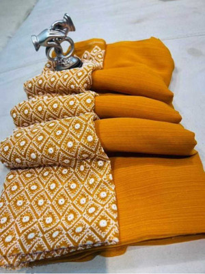 Vijayhanuman Printed Daily Wear Viscose Rayon Saree(Mustard)