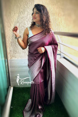 SHOPDROP Woven Kanjivaram Pure Silk Saree(Purple)