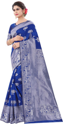 Moda Rapido Self Design Banarasi Jacquard Saree(Light Blue)