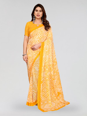 Moda Rapido Geometric Print Daily Wear Georgette Saree(Yellow)