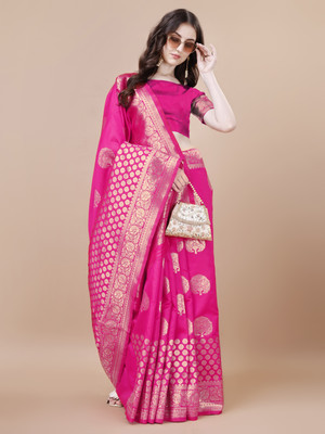 kalhari Woven Banarasi Silk Blend Saree(Pink)