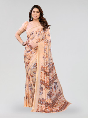 Moda Rapido Floral Print Bollywood Georgette Saree(Orange)