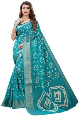 WhiteCloud Printed Banarasi Cotton Silk Saree(Light Green)