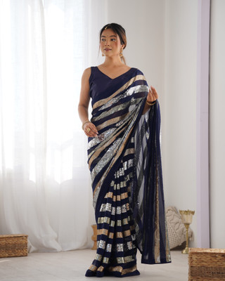 Moda Rapido Embroidered Bollywood Georgette Saree(Black)