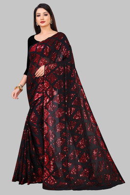 LADY SHOPI Embellished Bollywood Georgette Saree(Red)