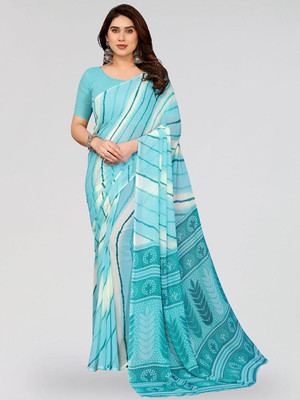 Moda Rapido Striped Bollywood Georgette Saree(Dark Blue)