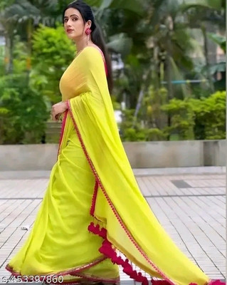 charmie designer Printed Bandhani Georgette Saree(Green)