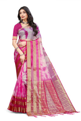 Aarunika MNT Woven Bollywood Organza Saree(Pink)