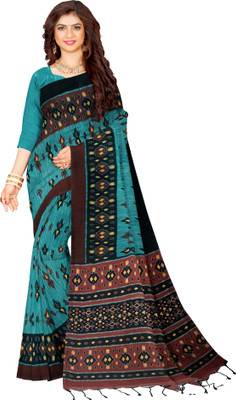 Joyguru Textile Printed, Geometric Print, Woven Sambalpuri Cotton Blend Saree(Multicolor)